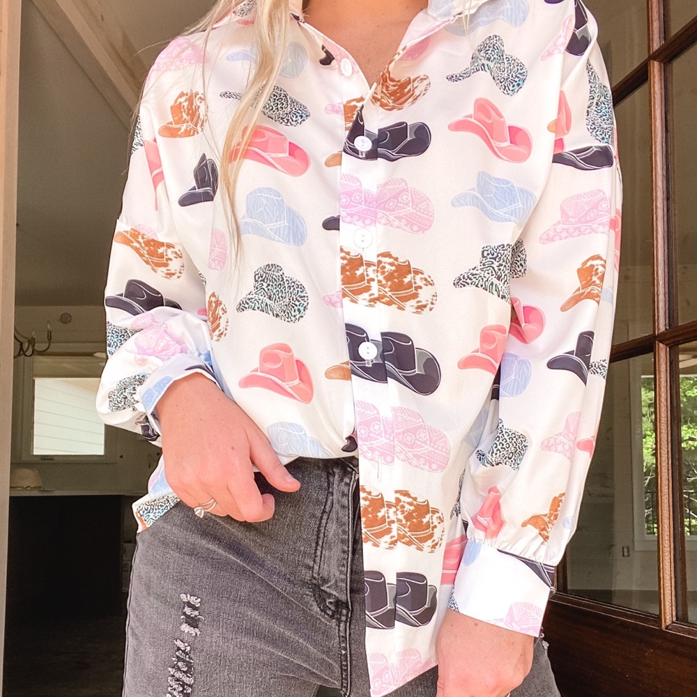 Cowgirl Hat Button Down